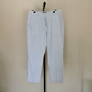 Lands' End Women’s Light Blue Striped Chinos Mid Rise Straight Leg Size 8